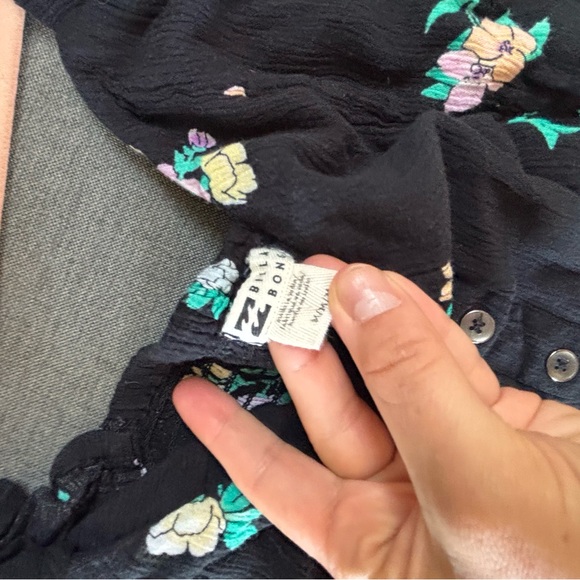 BILLABONG Forever Yours Dress Black Floral Mini Dress SZ Medium - Picture 4 of 5